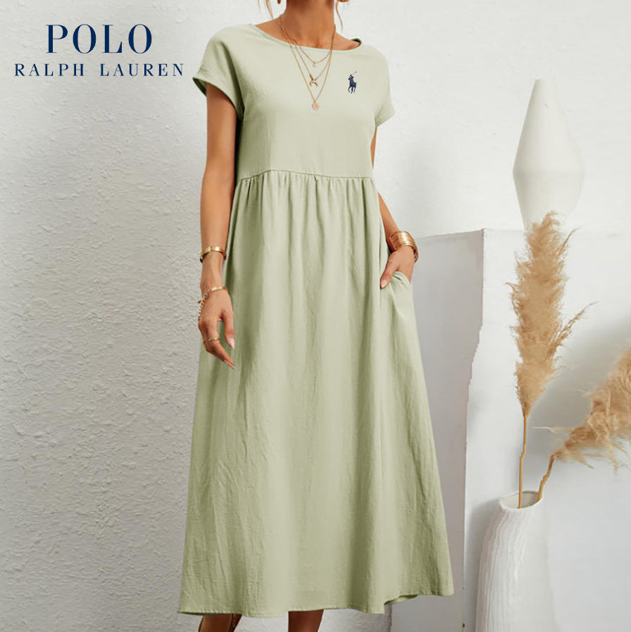 Ralph Lauren | Luźna sukienka z bawełny i lnu