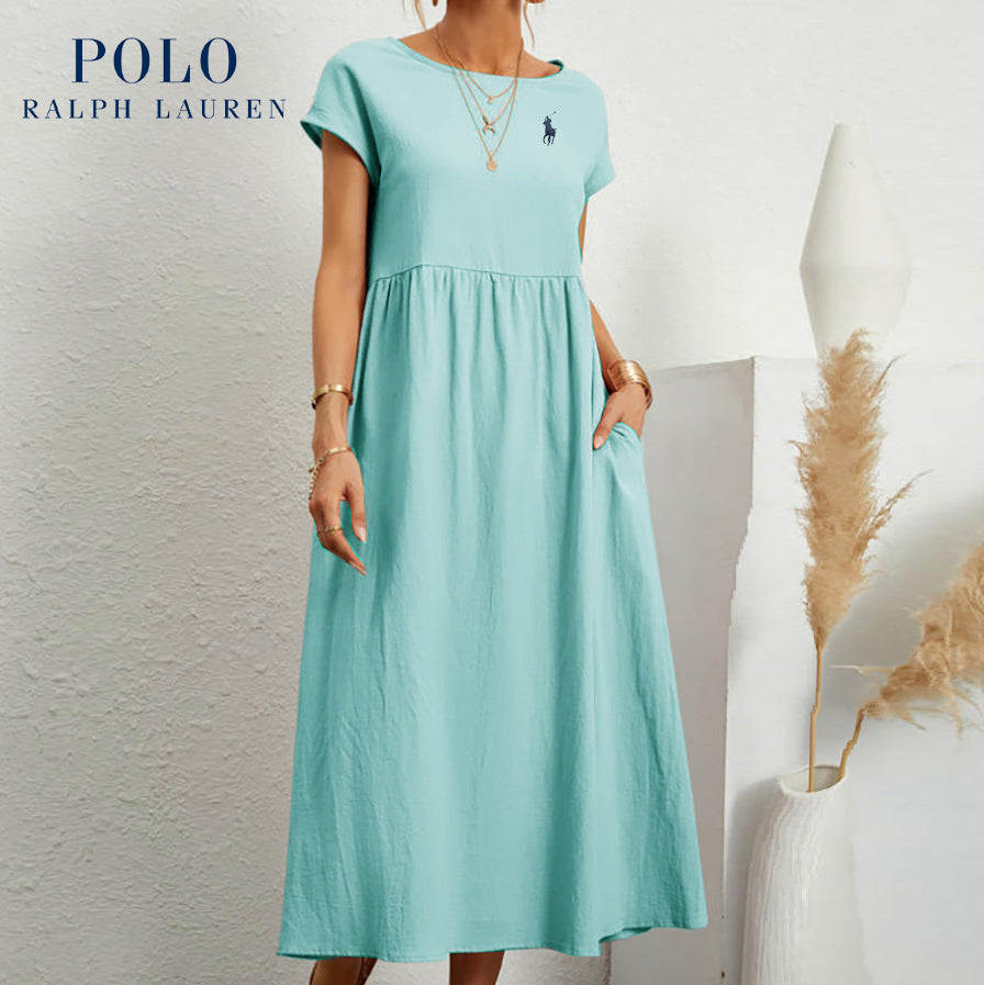 Ralph Lauren | Luźna sukienka z bawełny i lnu