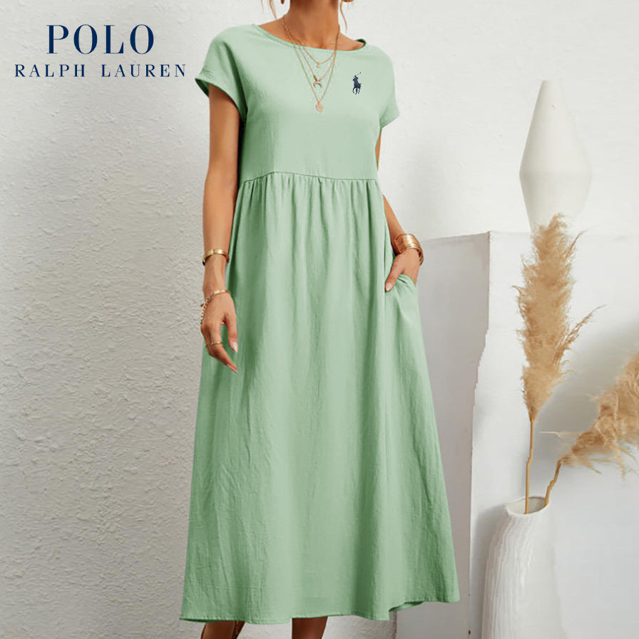 Ralph Lauren | Luźna sukienka z bawełny i lnu