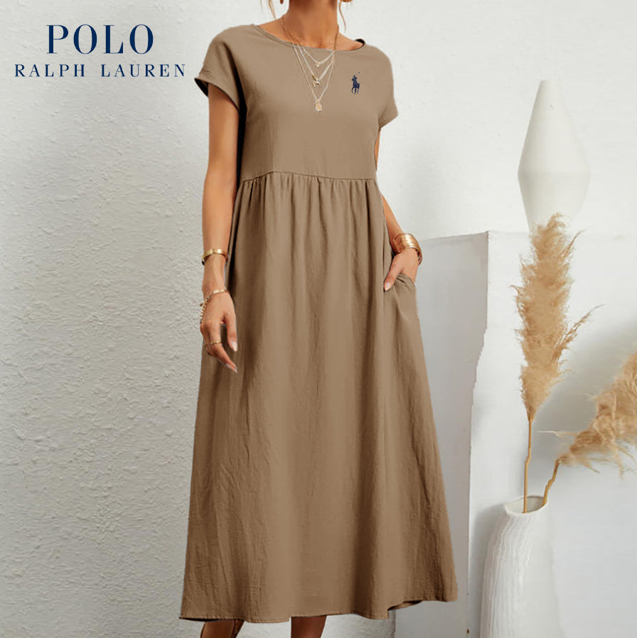 Ralph Lauren | Luźna sukienka z bawełny i lnu