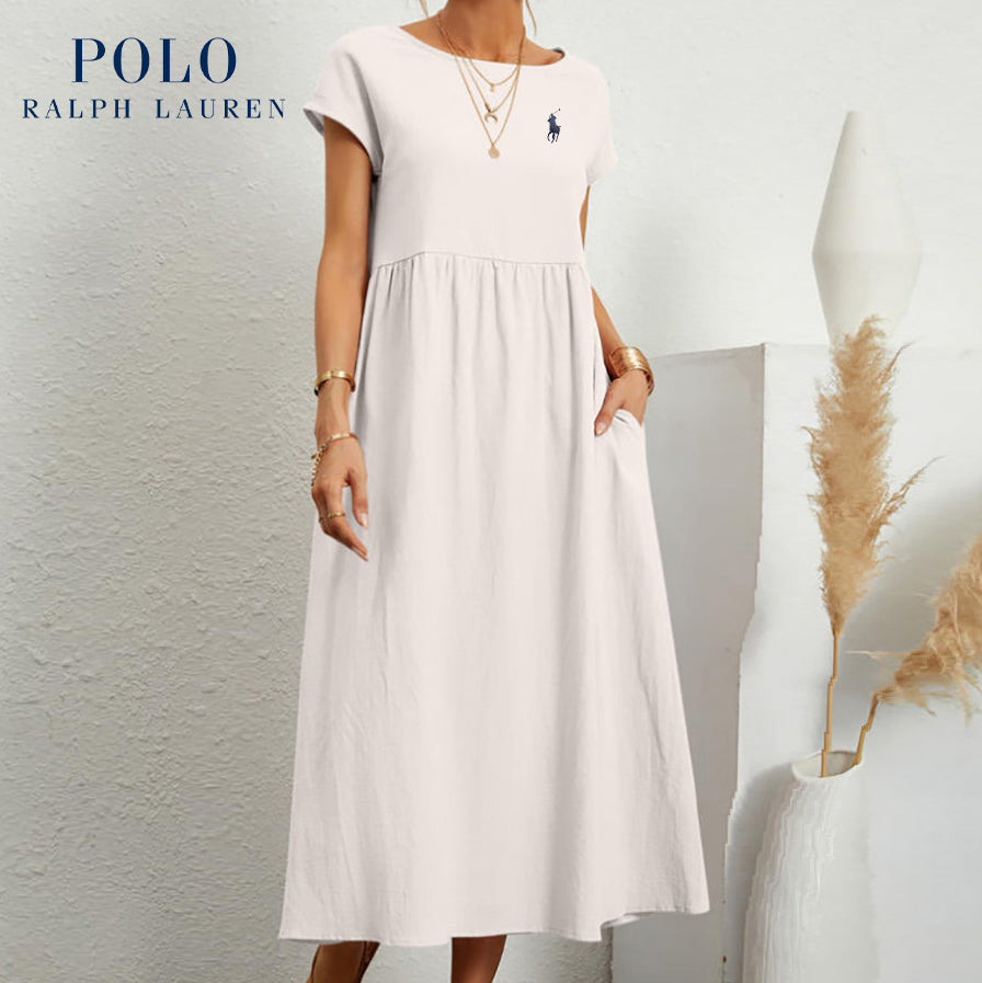 Ralph Lauren | Luźna sukienka z bawełny i lnu