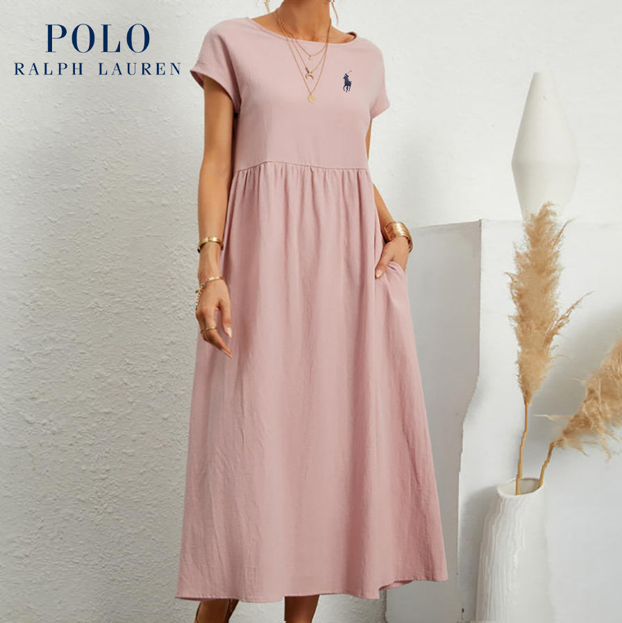 Ralph Lauren | Luźna sukienka z bawełny i lnu