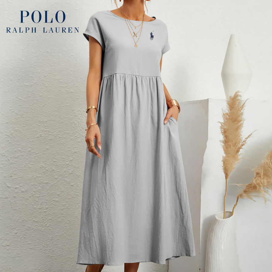 Ralph Lauren | Luźna sukienka z bawełny i lnu