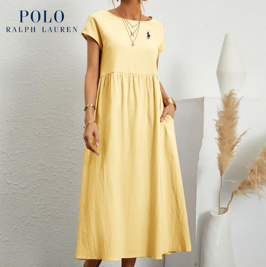 Ralph Lauren | Luźna sukienka z bawełny i lnu