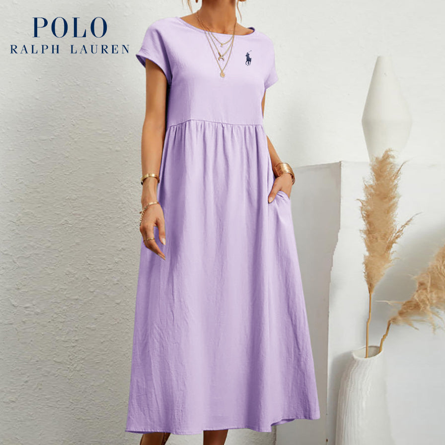 Ralph Lauren | Luźna sukienka z bawełny i lnu