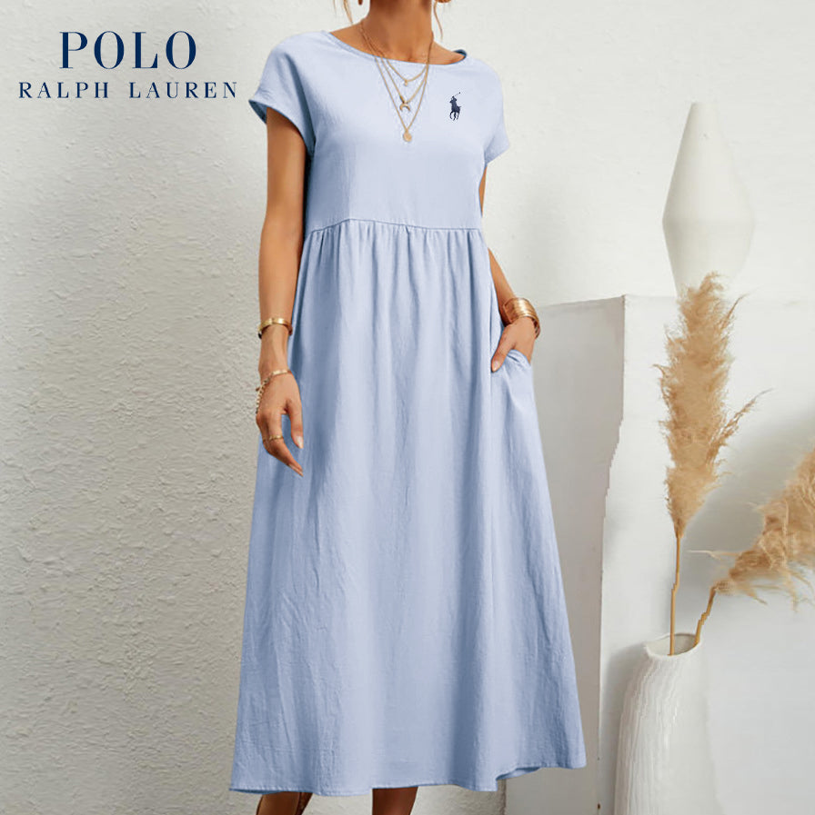 Ralph Lauren | Luźna sukienka z bawełny i lnu