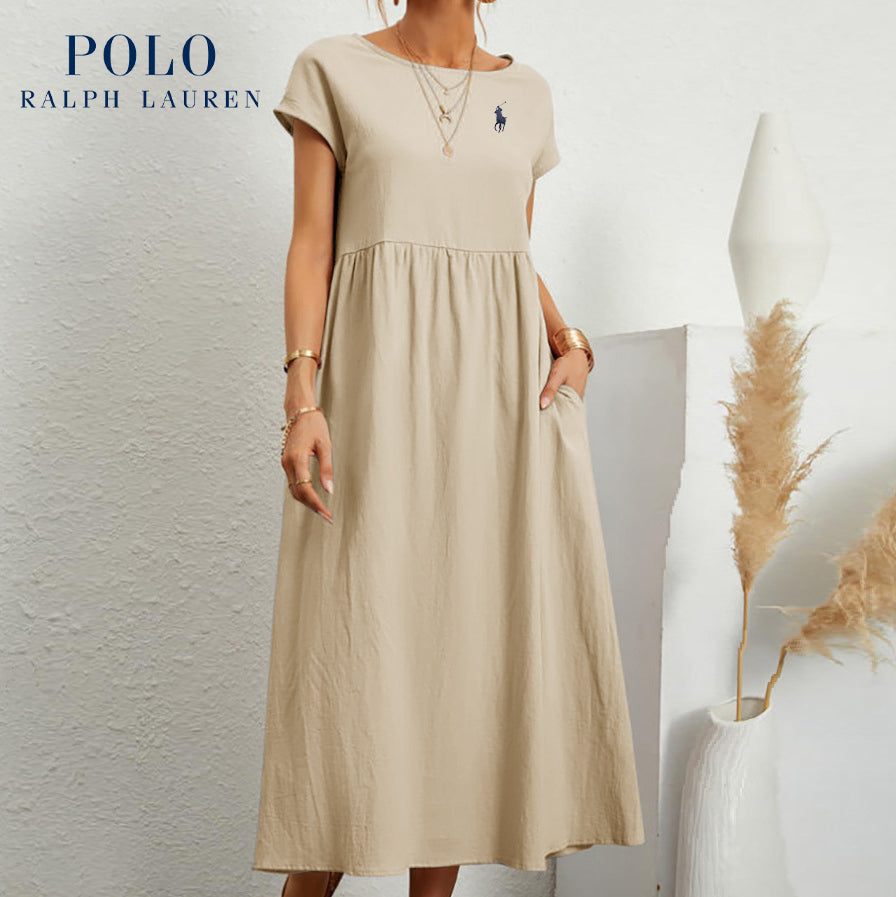 Ralph Lauren | Luźna sukienka z bawełny i lnu