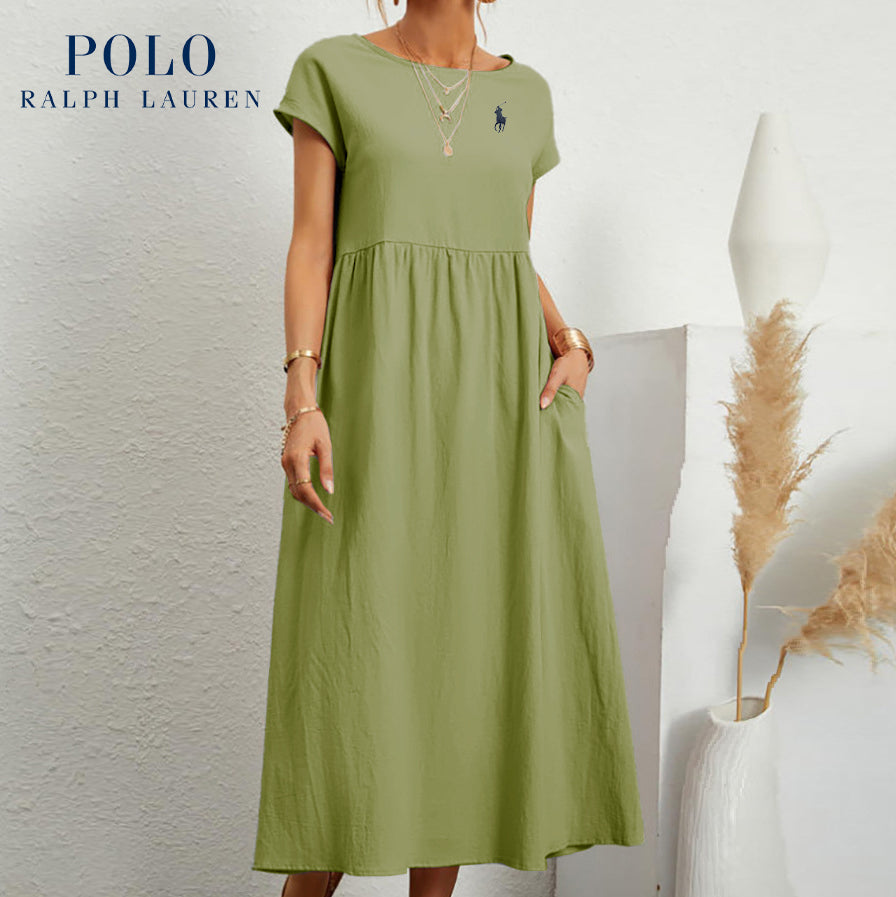 Ralph Lauren | Luźna sukienka z bawełny i lnu