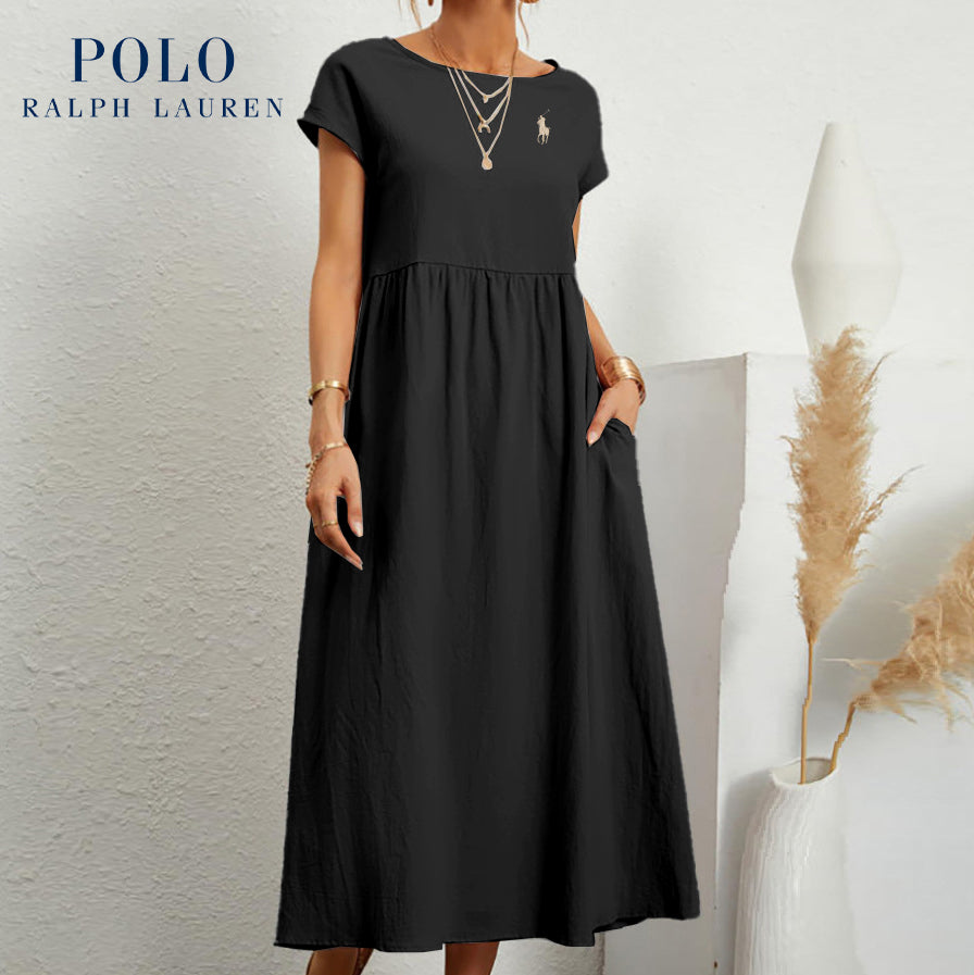 Ralph Lauren | Luźna sukienka z bawełny i lnu