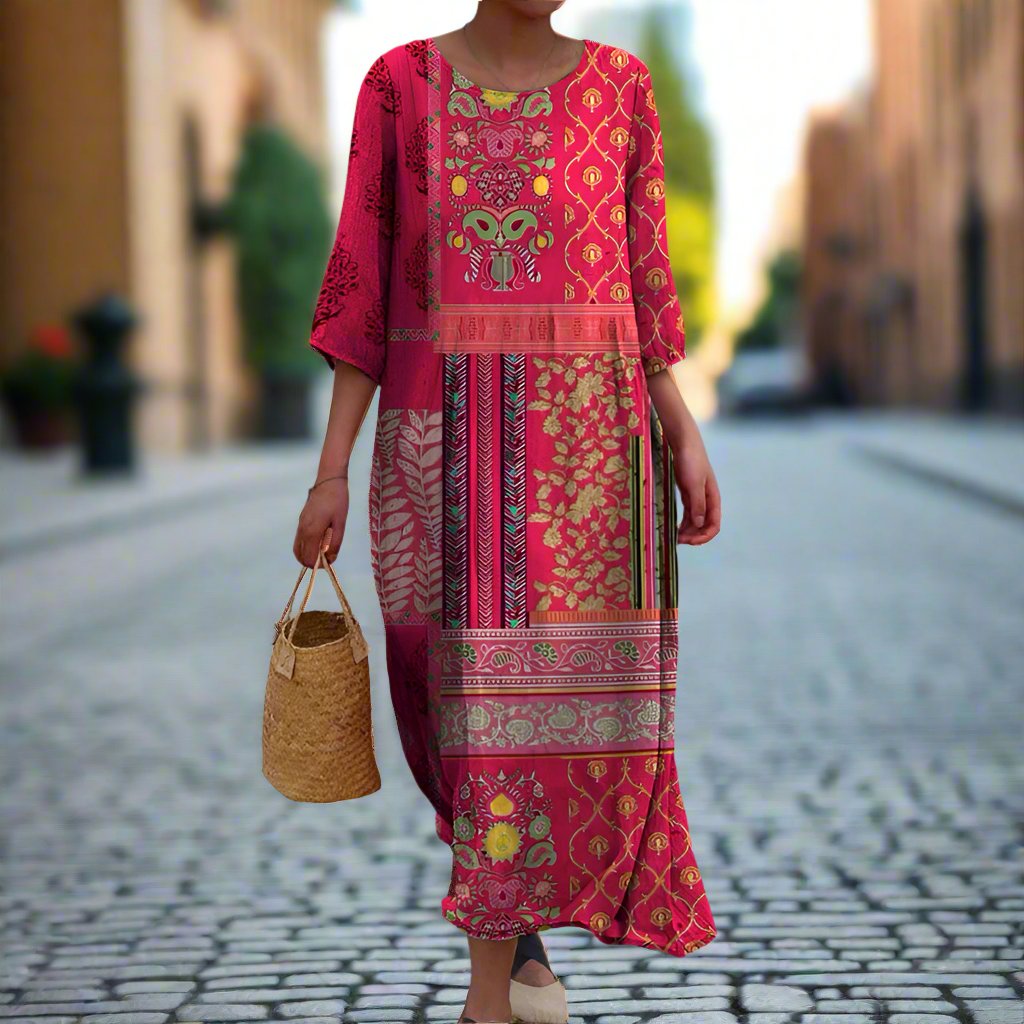 Krystyna | Luźna sukienka Boho maxi