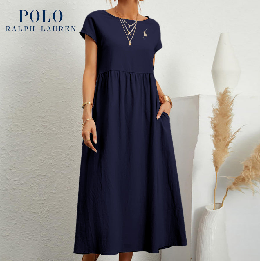 Ralph Lauren | Luźna sukienka z bawełny i lnu