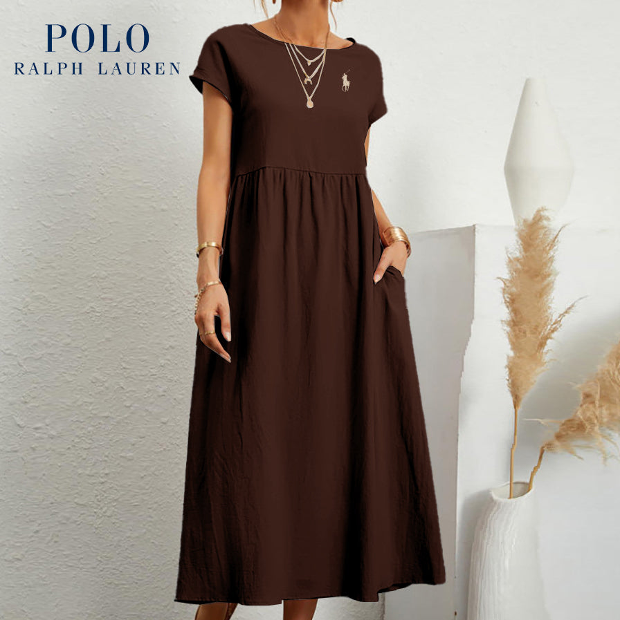 Ralph Lauren | Luźna sukienka z bawełny i lnu