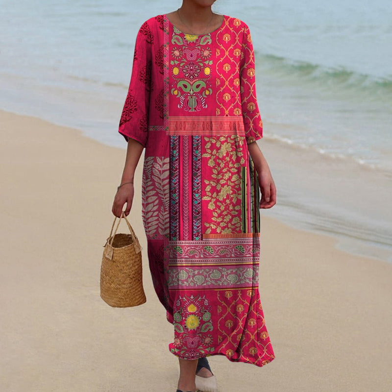 Krystyna | Luźna sukienka Boho maxi